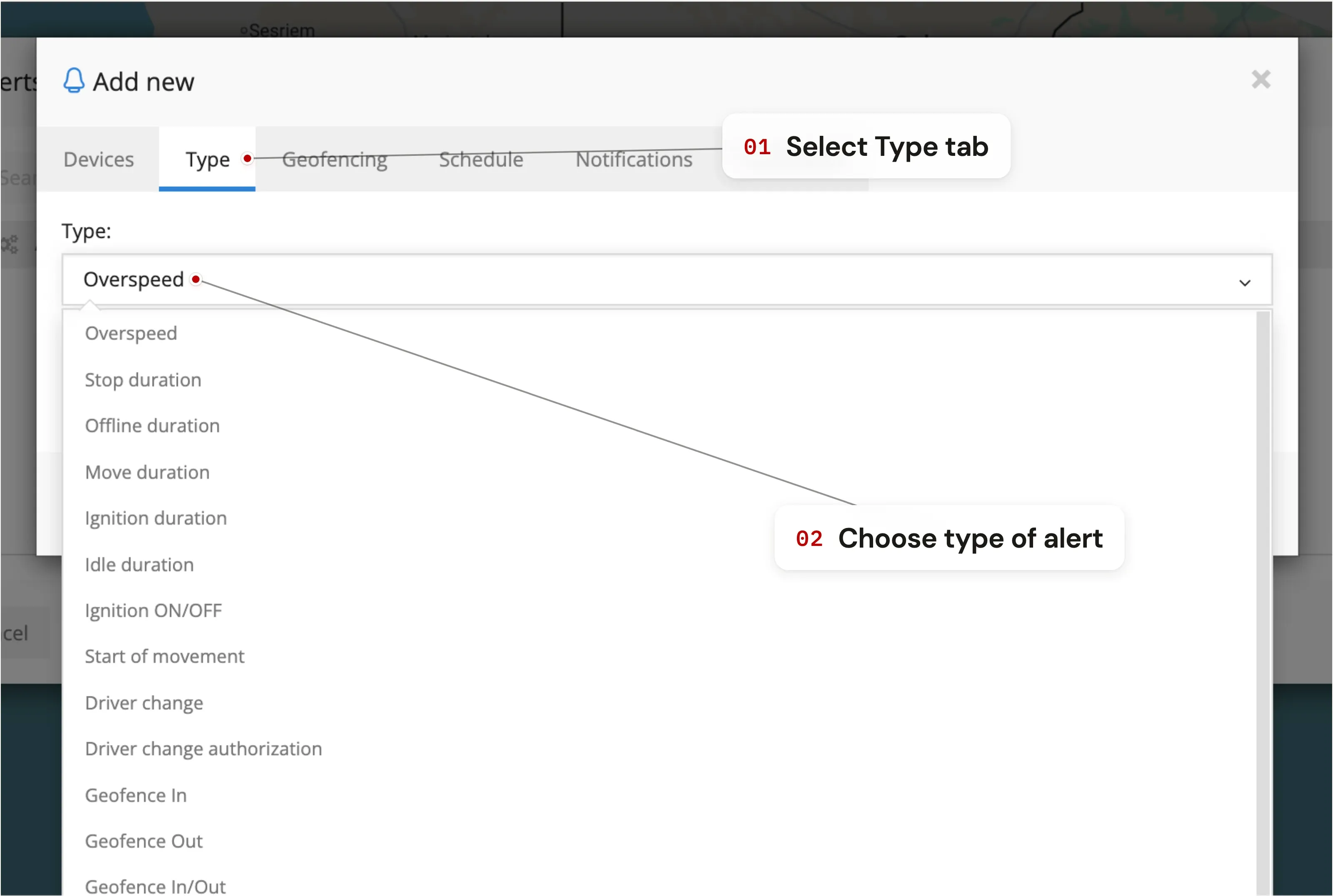 Choose an alert type — step 4