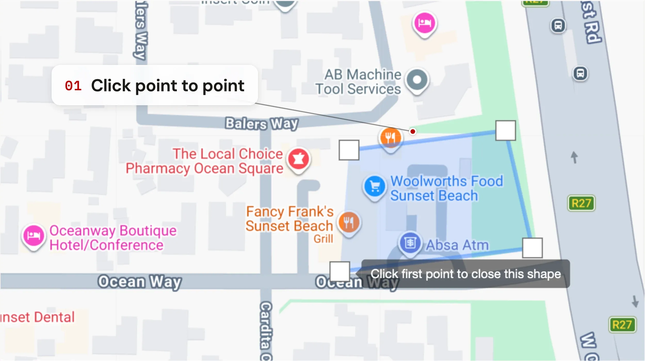 Draw the zone on the map — step 4